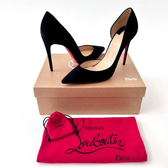 CHRISTIAN LOUBOUTIN | Iriza 100 Black Veau Velours Pointed Pump EU 38.5 US 8.5 - Picture 1 of 16